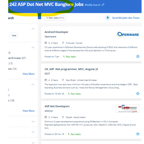 ASP.NET MVC internship jobs in Stuttgart